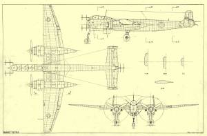 Heinkel He-219 - оригинальный чертеж модели FROG